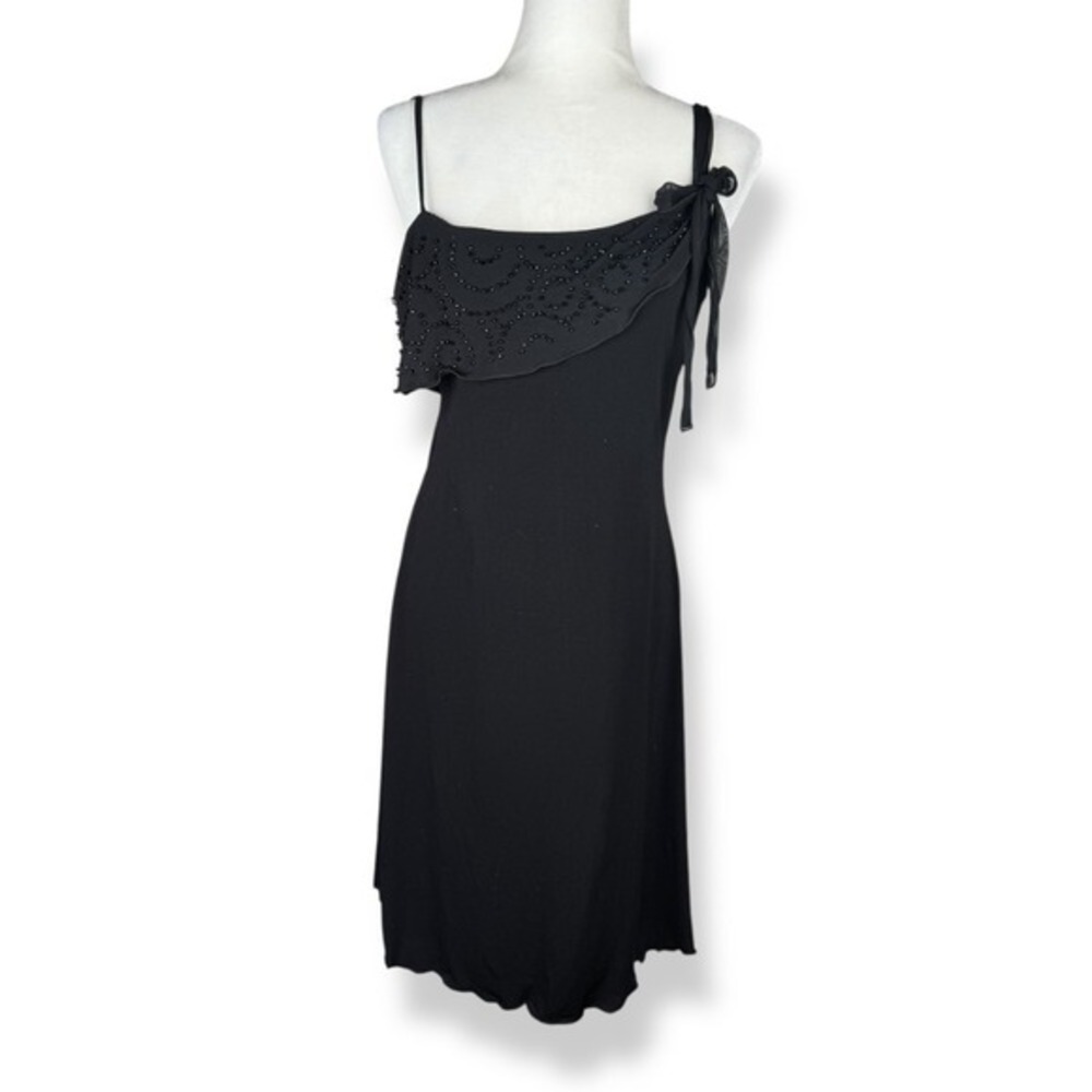Byer‎ Too! Dress Womens Size Large Black Cocktail Glam Y2K 2000s Sparkle Bow VTG